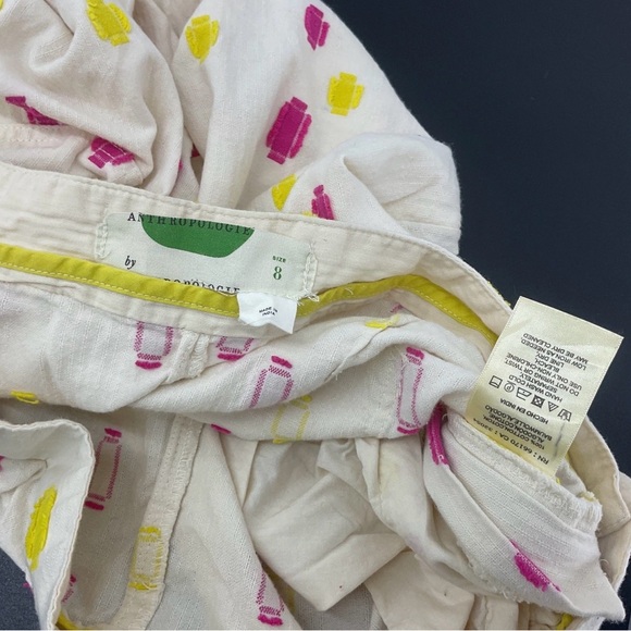 Anthropologie Cream Pants with Pink and Yellow Accents - Picture 3 of 4